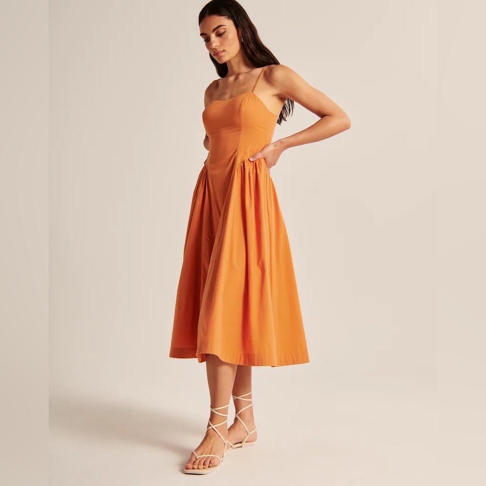 Elegant Orange Midi Dress